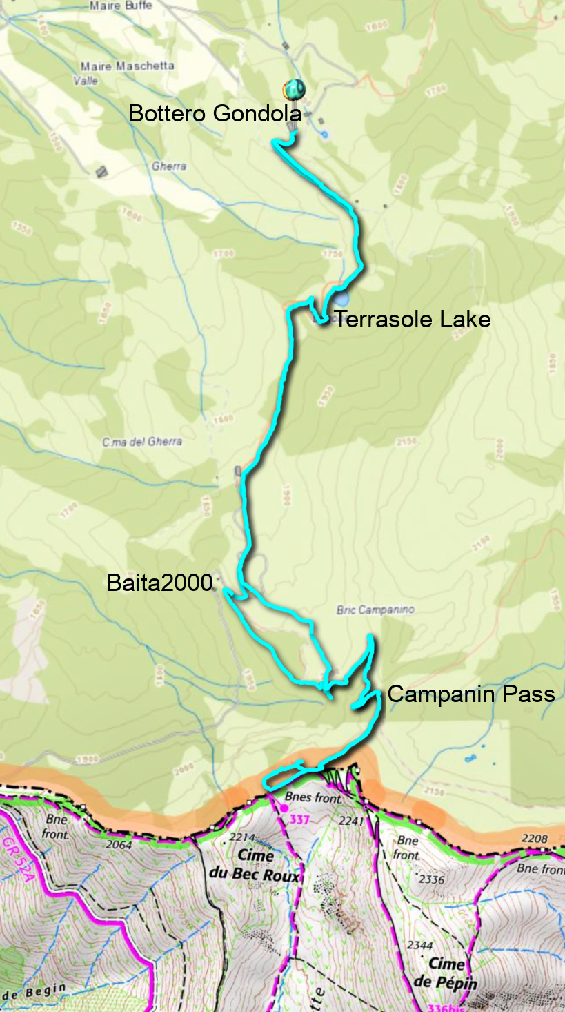 Limone to Cime du Bec Roux track