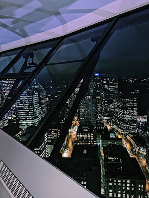 View out of the windows at the top of Vancouver Lookout 