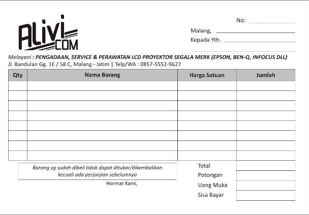 Nota Kosong Percetakan. bagaimana untuk mengecualikan sel 