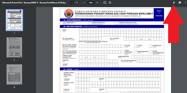 Download Borang KWSP Untuk Daftar Ahli Baru PDF