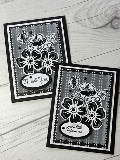 Black and White floral cards using Shaded Summer Stamp Set from Stampin' Up!
