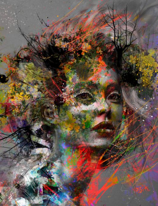 Yossi Kotler arte ilustrações pinturas digitais surreais psicodélicas coloridas mulheres