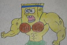 Sketsa Gambar Spongebob Berotot