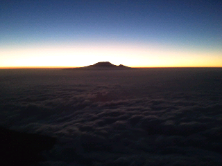 Before sunrise at the summit of Meru. 
