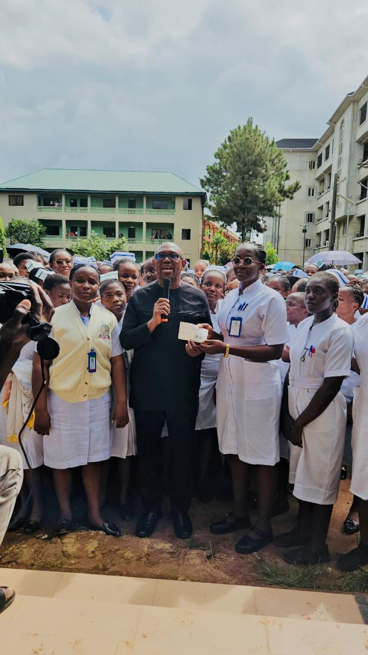 Peter Obi visit Our Lady of Lourdes College of Nursing Sciences, donate ₦10m