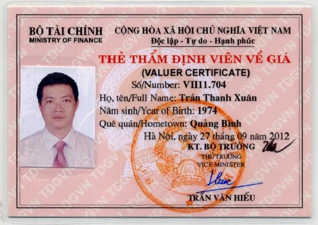 thẩm định viên về giá