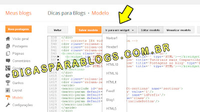 pagina editar html do blogger