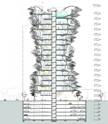 section of skyscraper - B+U Architects