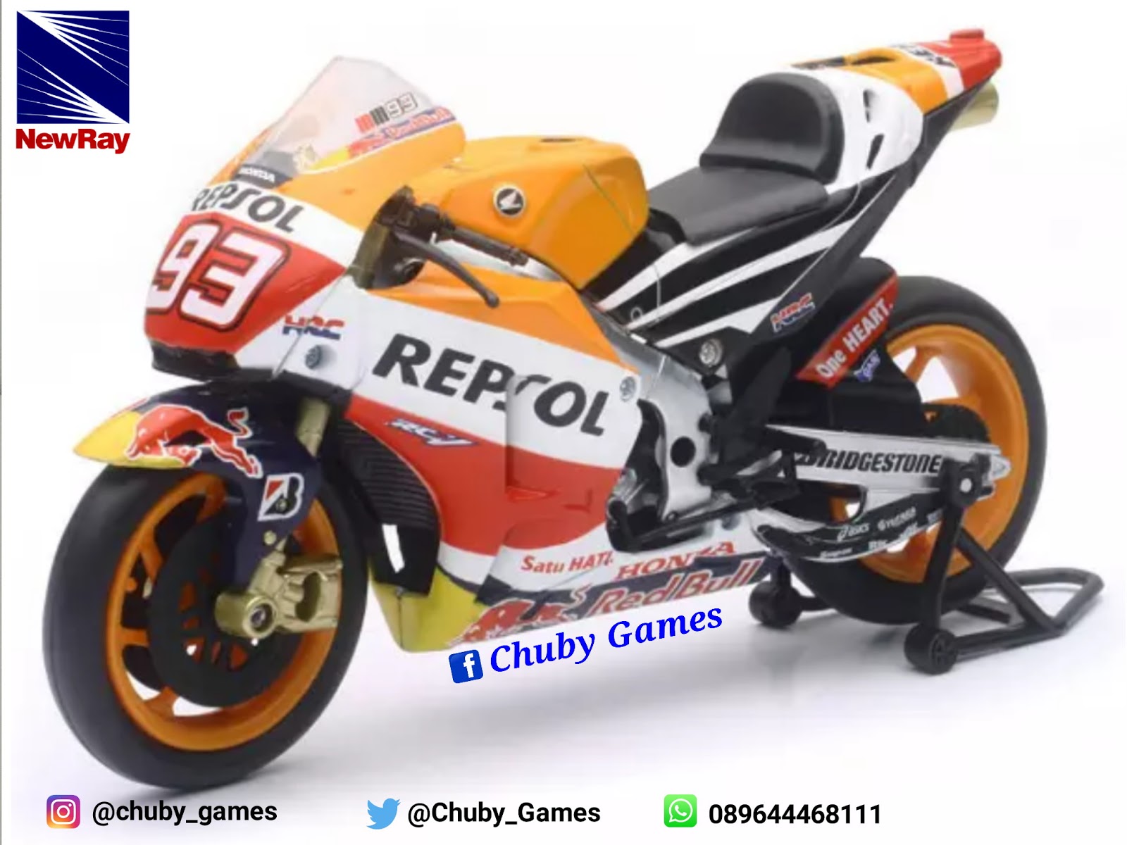 Chuby Games Cellular Diecast Mainan Miniatur MotoGP Repsol Honda
