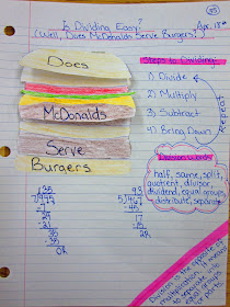 photo of Steps to Division math journal @ Runde's Room