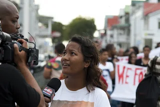 " Sharona Lieuw On during an interview at the 2012 protests"