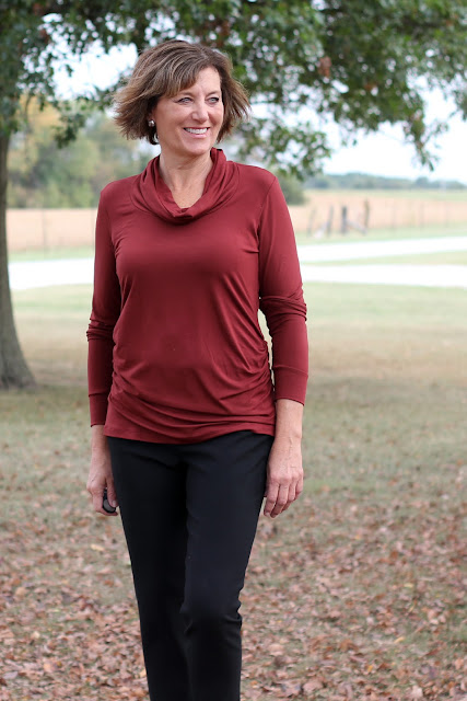 Style Maker Fabrics' Fall 2017 Style Tour - Bamboo Rust Jersey in Angela Wolfe's Ruched T