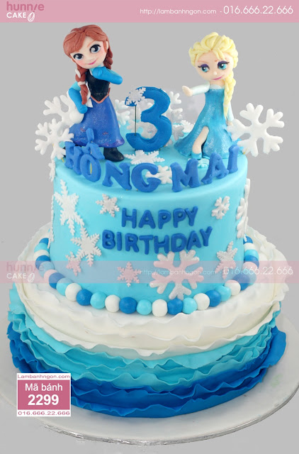 Bánh sinh nhật Fondant Elsa và Anna