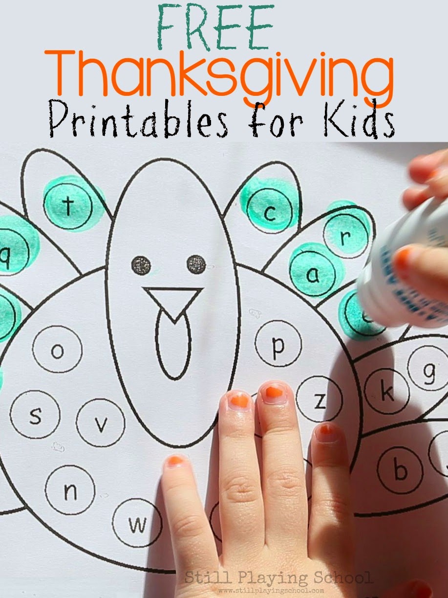 free thanksgiving printables and activities for kids still playing school