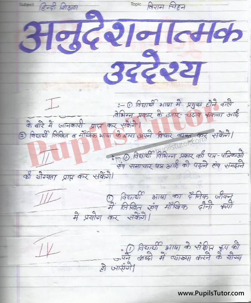 Viram Chinh Aur Viram Chinh Ke Prakar Lesson Plan in Hindi for B.Ed First Year - Second Year - DE.LE.D - DED - M.Ed - NIOS - BTC - BSTC - CBSE - NCERT Download PDF for FREE