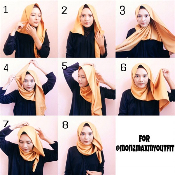 contoh tutorial hijab pashmina satin terbaru 2017/2018