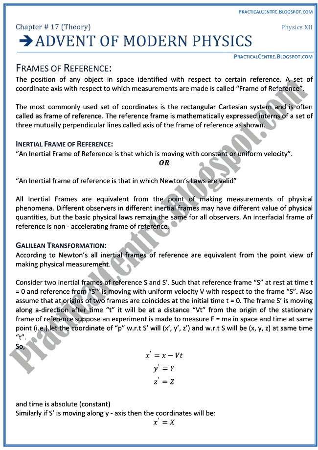 advent-of-modern-physics-Theory-Notes-Physics-12th