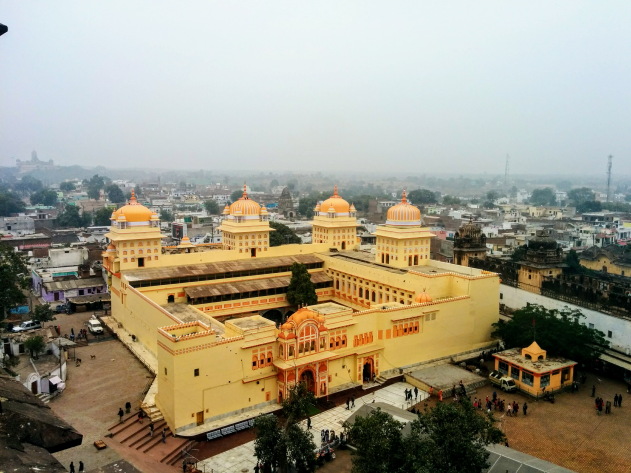 Raja Ram Mandir as seen from the top of Chhaturbhuj temple, Orchha