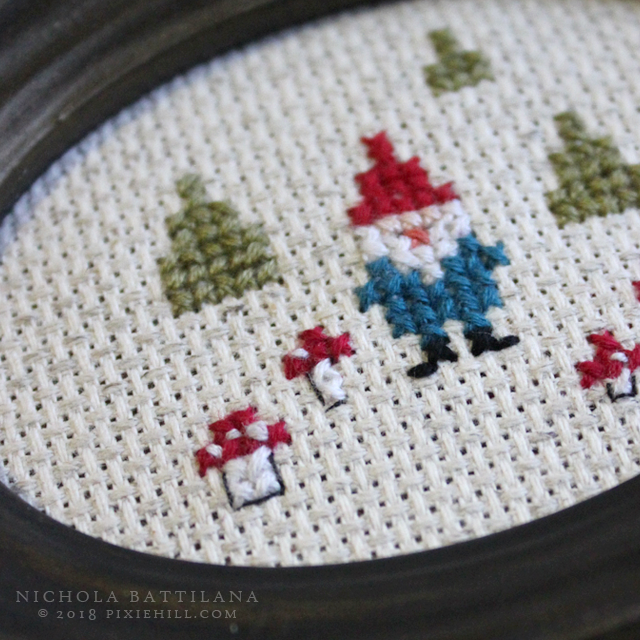 Mini Gnome Cross Stitch with Free Pattern Download - Nichola Battilana pixiehill.com