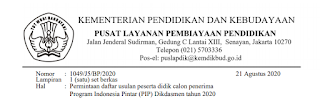 SURAT EDARAN PERMINTAAN DAFTAR USULAN PESEERTA DIDIK CALON PENERIMA PROGRAM INDONESIA PINTAR (PIP) DIKDASMEN TAHUN 2020