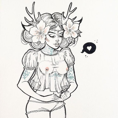 Illustrations Of Fantasy-Inspired Tattooed Girls By Gwen D'Arcy