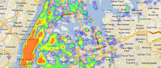 Concentration of American restaurants inwards New York New New York Restaurant Heatmaps