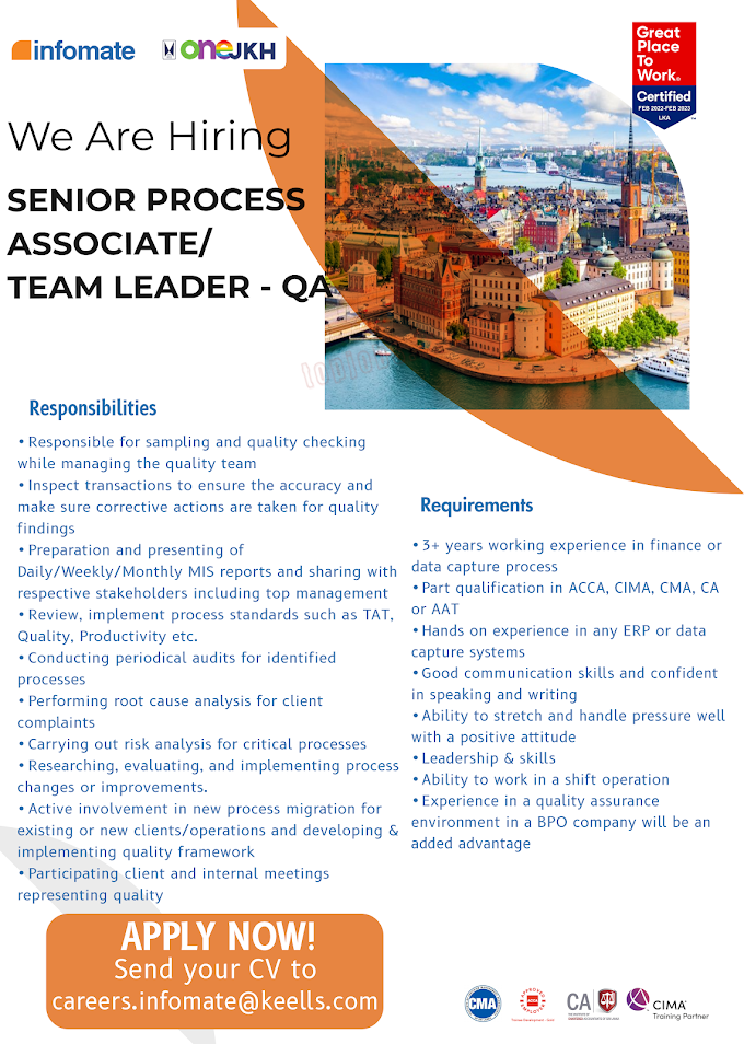 Senior Process Associate/Team Leader – QA