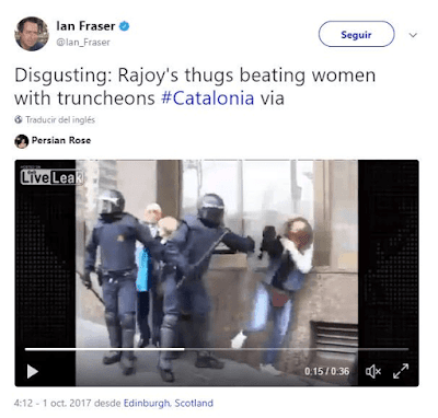 El periodista Ian Fraser usó un vídeo del 2013 de un Mosso d’Esquadra agredió a una joven en Tarragona en 2012 en las protestas estudiantiles.