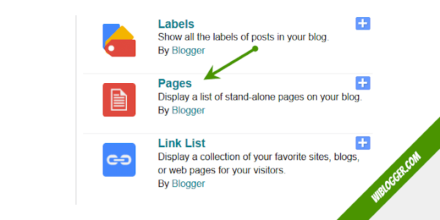 Pilih pages widget