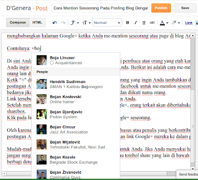 mention seseorang di blog dengan google+