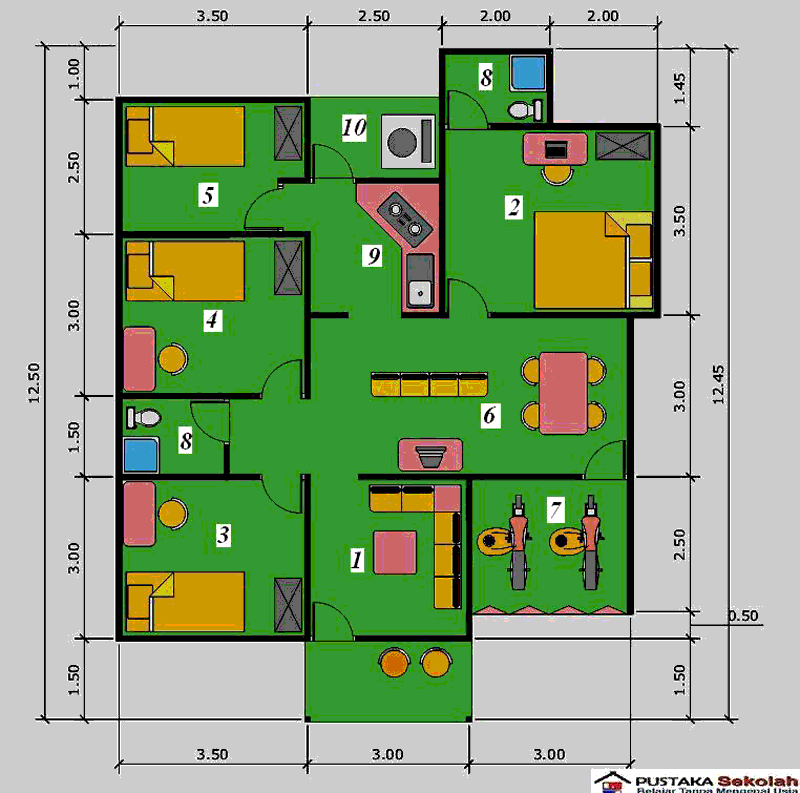 Contoh Gambar Denah  Rumah  Besar  1 Lantai Desain  Rumah  