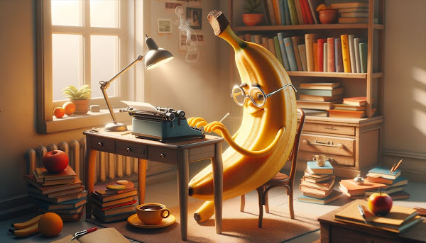ブログを書くバナナ