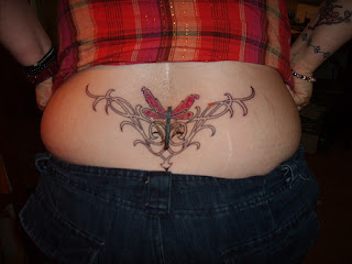 Tattooed Girls - Lower Back Butterfly Tattoo Design