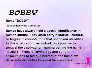 meaning of the name "BOBBY"
