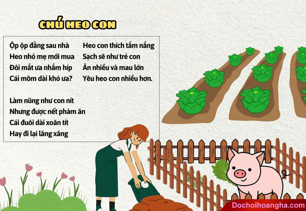 Bài thơ về con lợn cho trẻ mầm non
