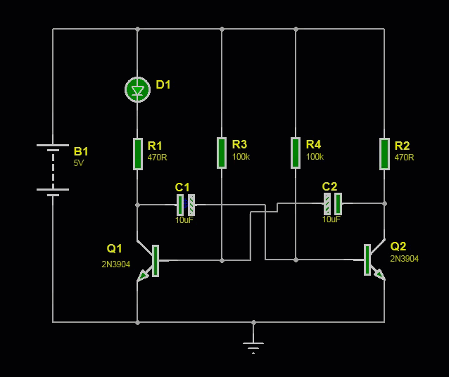 One LED flasher with Transistor