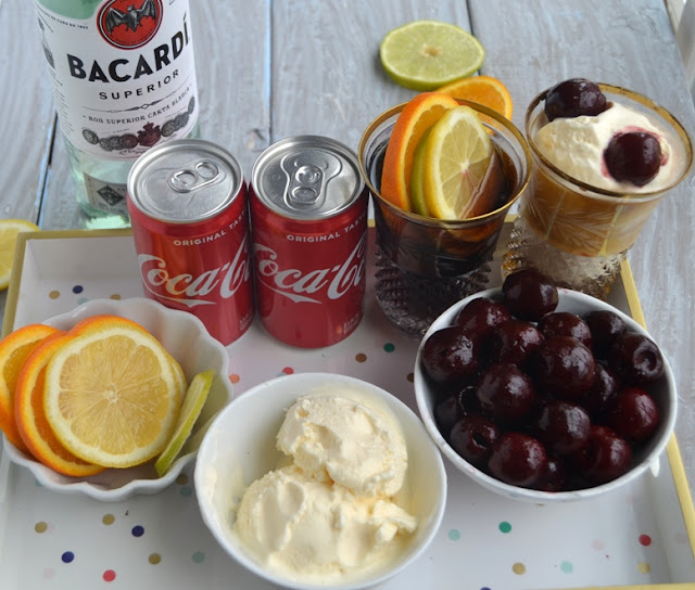 Make Your Own Rum and Coke Bar is perfect for entertaining and is very simple to put together with rum, Coke, lime, lemons, orange slices, cherries and vanilla ice cream! www.nutritionistreviews.com