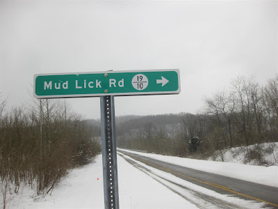 funny sign, mud lick road, west virginia