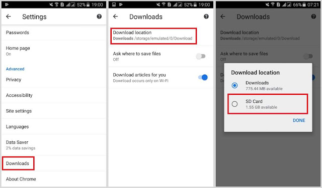 Agar Hasil Download di Google Chrome Tersimpan di SD Card