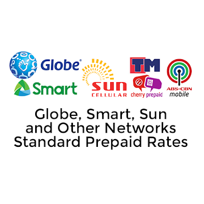 Globe, Smart, Sun and Other Networks Standard Prepaid Rates - Text, Call and Surf