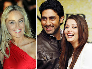 Sharon Stone with Abhishek Bachchan and Aishwarya Rai