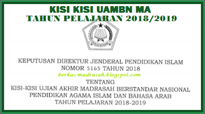 Kisi - Kisi UAMBN Madrasah Aliyah (MA) Tahun Pelajaran 2018/2019