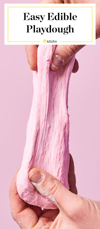 pink edible playdough shown that is stretchy
