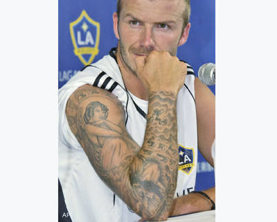 Beckham is British football player who played 100 first Champions League 