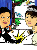 wedding caricature (soccer themed)