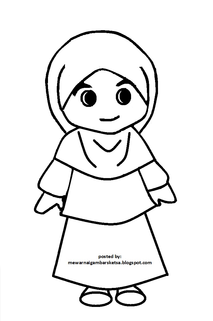 Kartun Muslimah Sketsa Kolek Gambar