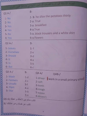 اسئلة وزارية اللغة الإنكليزية للصف السادس الابتدائي 2022