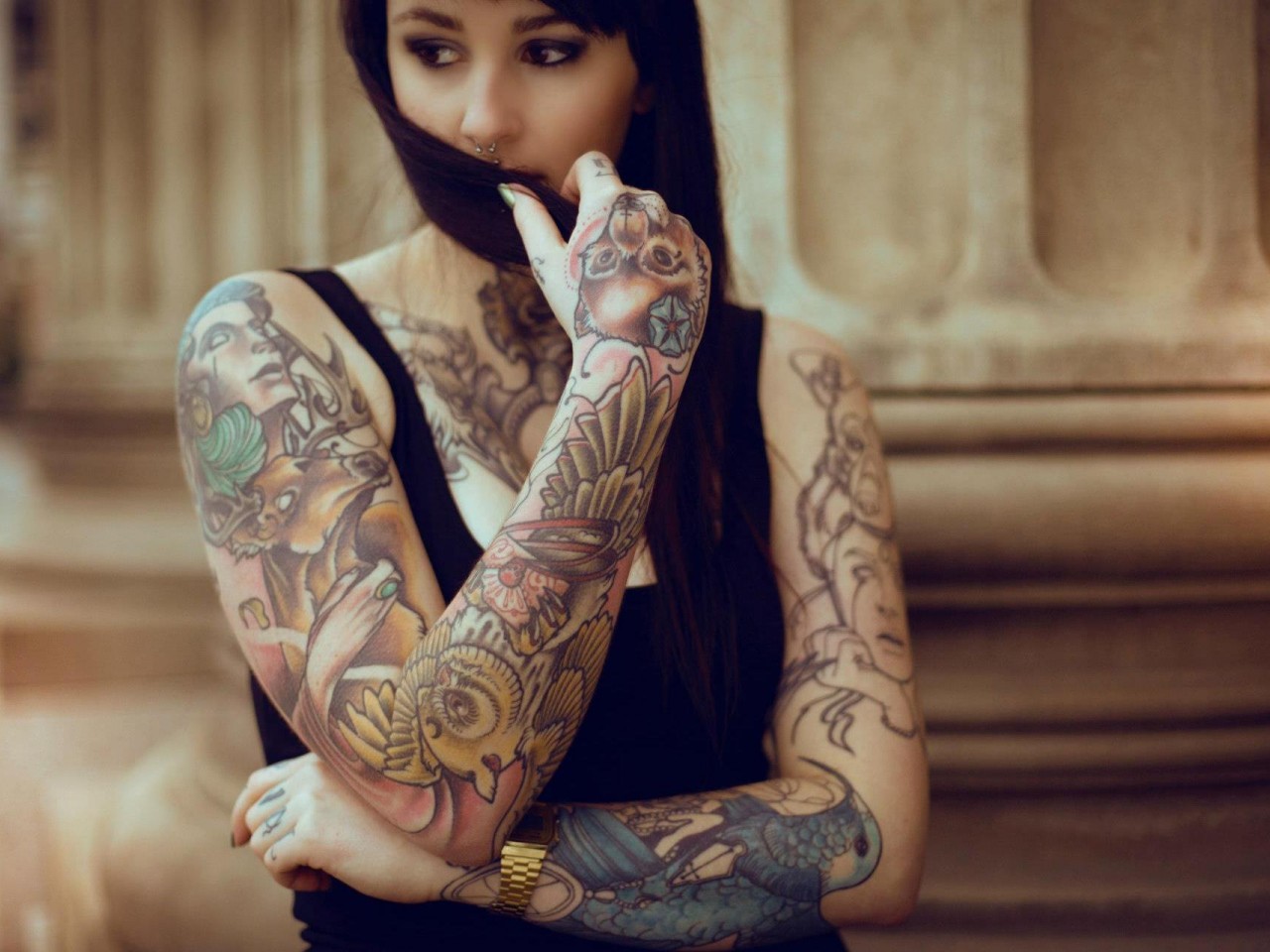  tattoos, girls, white sexy, blonde, hot wallpaper, images of girls