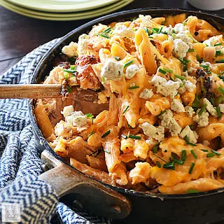 Buffalo Chicken Pasta All in One Skillet