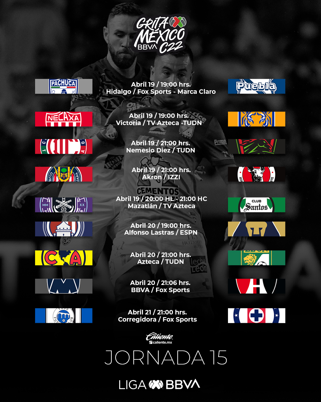 Partidos de la Jornada 15 del Clausura 2022